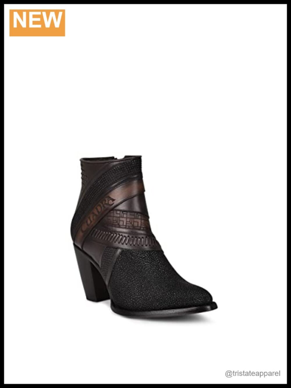 Stingray Leather Western Bootie with Inner Zip